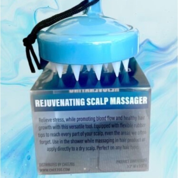 NEW UO CHEEZOS Blue White Rejuvenating Scalp Hair Head Massager Dry Brush Unisex - Picture 4 of 5